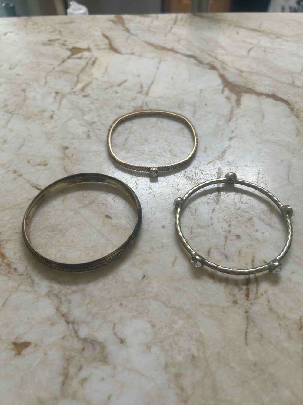 Gold Tone Women's Bracelet Set - Three Stackable Bangles